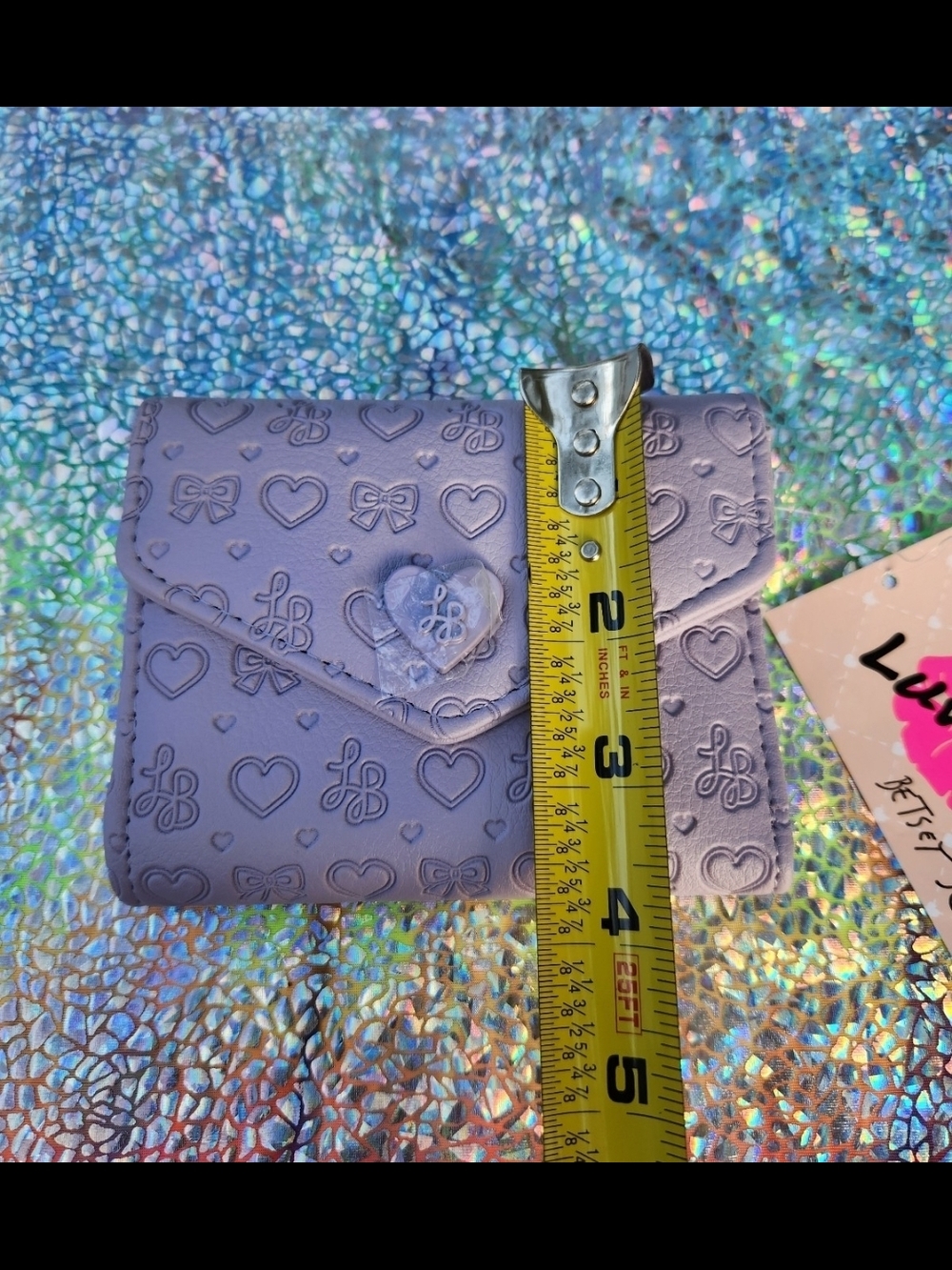 Lavender Embossed Heart Compact Wallet By Betsey Johnson - Picture 7 of 7